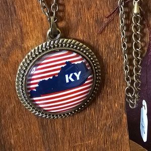 Glass Dome KY state necklace Picture Frame style